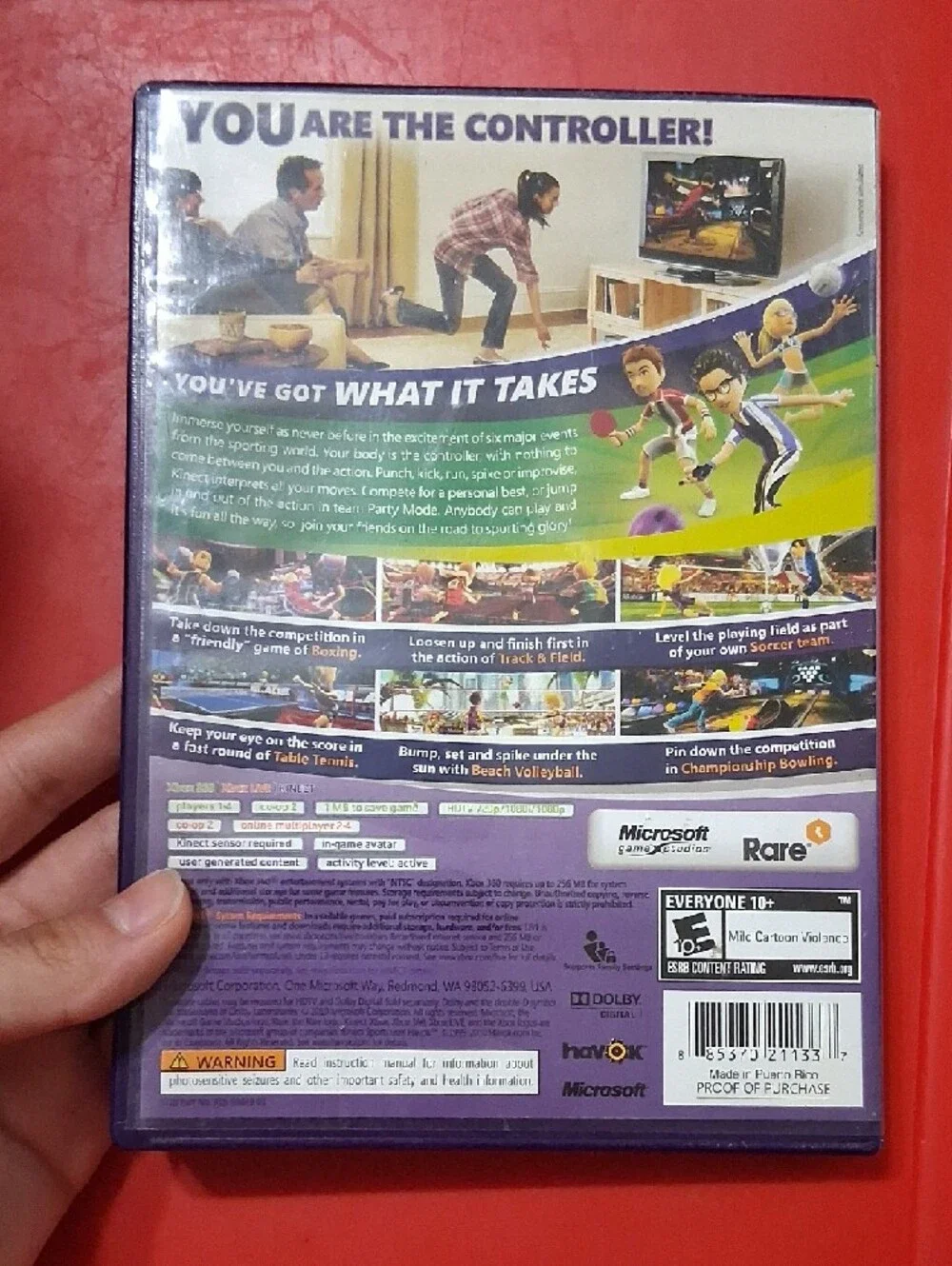 Microsoft Kinect Sports Xbox 360 — Purple & Green Cover Art